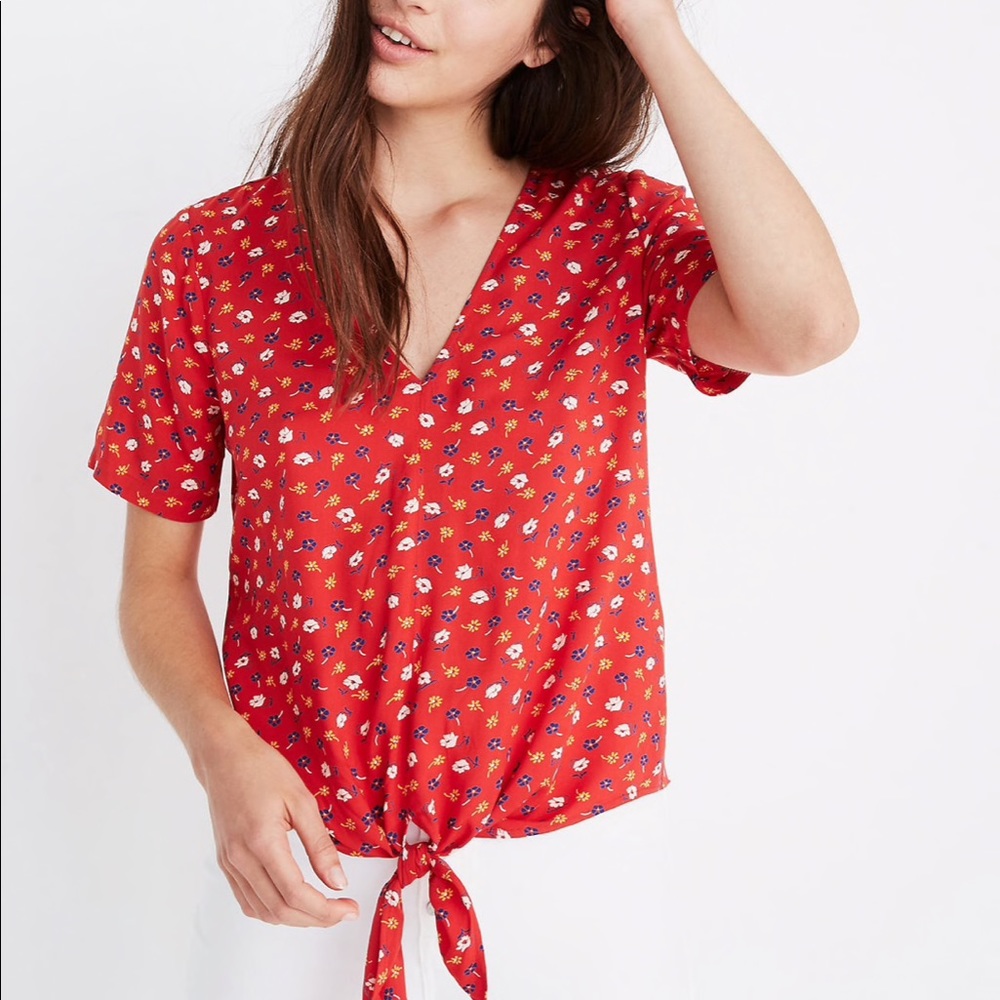 ❗️moving sale❗️ new prairie floral enamel red tie top